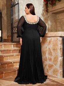 Plus Size Off Shoulder Sequin Embroidered Ruched Maxi Bridesmaid Dress