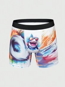 男士色彩繽紛的鯊魚印花短褲 - 彩色 - 查看 1