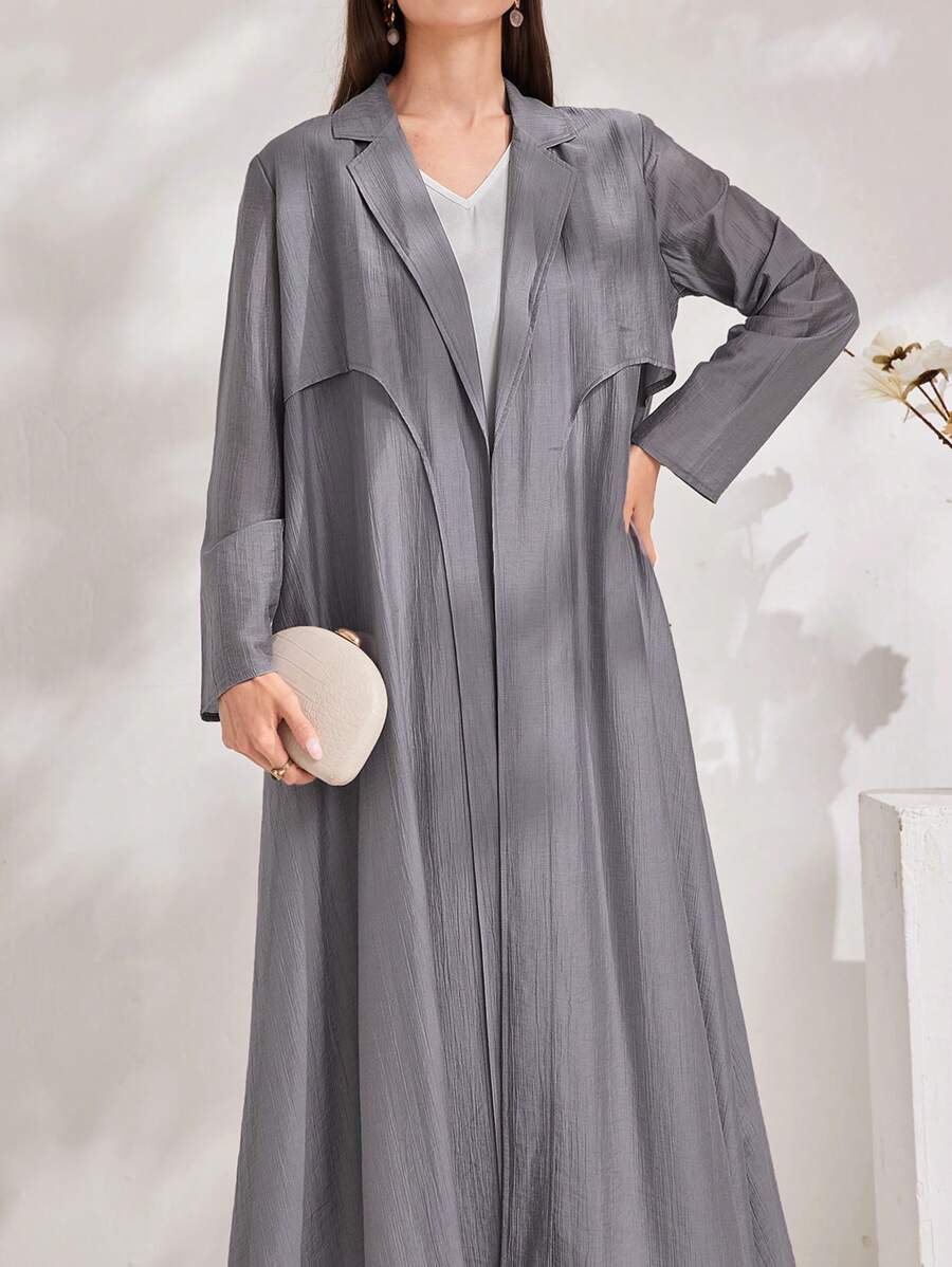 Al Najma Women's Solid Color Long Sleeve Abaya With Contrast Color Collar, Casual Style