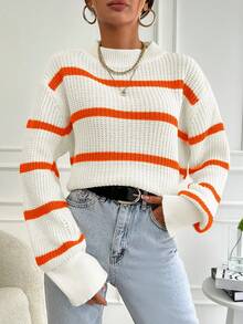 EURMUSE Maglione Colorblock A Righe Da Donna