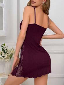 Camisón de pijama vestido de encaje en parches para mujer