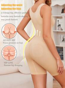 Bộ đồ định hình body đẩy màu trơn dành cho nữ - Màu be - Xem 2