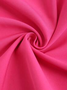 SHEIN Unity 女士夏季純色荷葉邊斜肩時尚上衣 - 玫紅色 - 查看 4