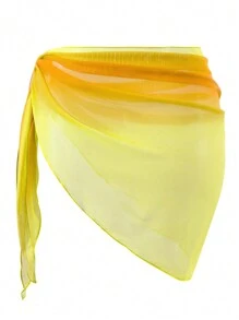 SHEIN Swim Conjunto de falda y pareo de moda en degradado de color (estampado aleatorio) para el verano