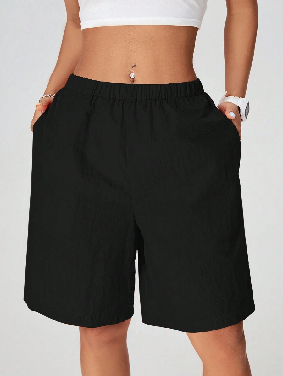 Coolane 女士 5 英寸褶皱纹理运动户外短裤，霓虹色 - 黑色 - 查看 1