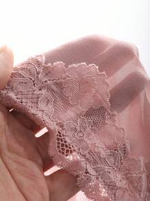 DAZY 2pcs Lace Splice Cami Slip Dress & Belted Robe Pajama Set - Pink - View 9