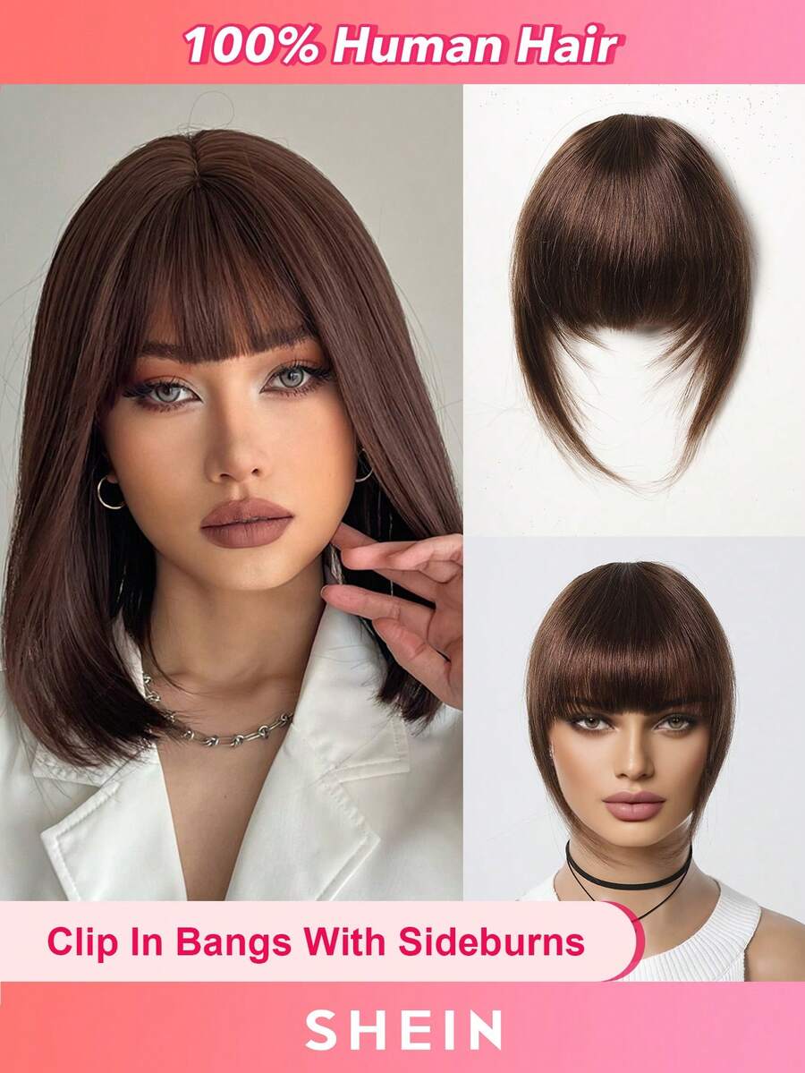 Human Hair Bangs OverHead Clip In Hair Extensions Cut For Women In Air ...