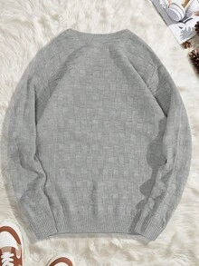 RueChic Men Geometrical Pattern Regular Sweater - Light Grey - View 3