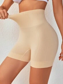 Women's Seamless High-Waisted Abdomen Control Shapewear, Breathable Safety Pants Corset Underwear, 1pc - Apricot - View 6