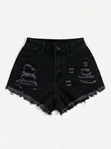 Breezaya 女士純色簡約休閒織邊短褲，適用於日常穿著