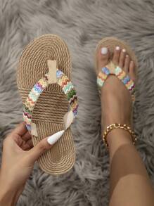 Women's Rainbow Strap Thick Bottom Wedge Sandals