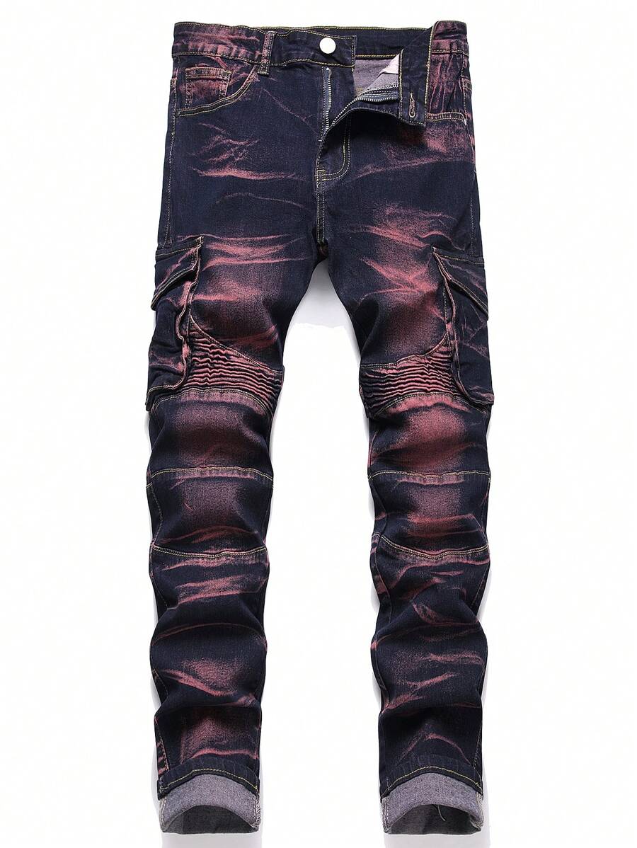 Quần Jeans Co Giãn Thể Thao Nhiều Túi Thời Trang Đường Phố Cho Nam - Màu xanh lam - Xem 1
