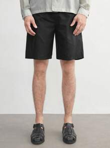 Manfinity VCAY Men's Woven Nylon Windproof Breathable Shorts, Slim-Fit Casual Straight Shorts, Suitable For Summer And Daily Wear - Black - View 12