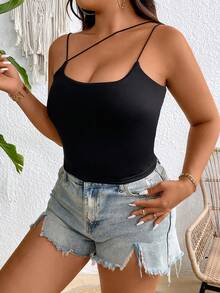 NU&NOW Camiseta de tirantes delgada de talla grande para mujer de unicolor para el verano - Negro - Ver 5