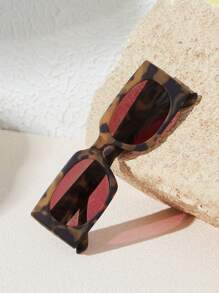 SHEIN VCAY 1pc Cute & Basic Full-Frame Fashion Eyeglasses For Women, Suitable For Casual & Vacation,School - Brown - View 5