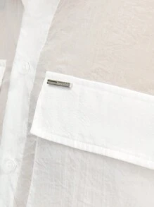 AKNOTIC Business Casual Men's Woven Nylon Wrinkle Solid Color Thin Shacket, For Fall Winter - White - View 6