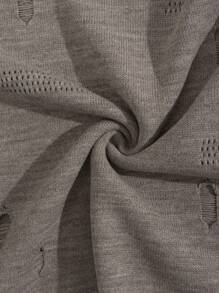 SHEIN Cottnline Men Solid Ripped Drop Shoulder Sweater - Brown - View 7