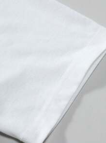 Claim Dot 男士夏季口號印花圓領拼色短袖休閒T恤 - 黑色 - 查看 4