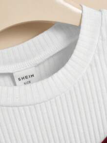 SHEIN Baby Girl Fashionable Faux Leather Suspender And Shorts Set With Inner Top, Spring/Summer - Red - View 3