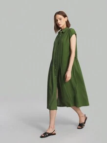 Ontre 2025秋冬女装办公室教师商务休闲复古风格衬衫连衣裙