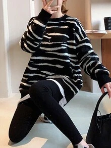 Women's Casual Simple Sweater Pullover - Black - View 3