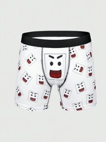 Men's Stylish Cartoon Printed Boxer Shorts - Black and White - View 1