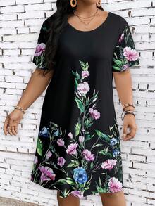 SHEIN LUNE 休閒大碼印花夏日連衣裙