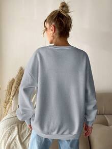 EURMUSE 女士3d心形裝飾圓領運動衫 - 灰色 - 查看 2