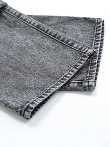 SHEIN WESTFADE Young Tween Girl Fashionable Casual Multi-Pocket Denim Straight-Leg Jeans With Washed Denim, New Arrival