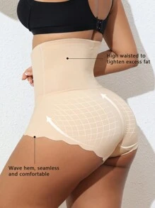 1pc Ladies' High Waisted Body Shaping Triangle Panties - Apricot - View 2