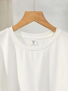 SHEIN 青少年男孩加大码 3 件套休闲纯色短袖 T 恤、立领拉链背心和工装短裤、针织面料和贴袋套装 - 彩色 - 查看 7