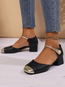 College Style Loafers With Square Toe, Single Strap Buckle, Mary Jane Flats, Low Vamp, Soft Sole, Suitable For Teens And Young Women, Can Be Worn With Skirts, High Heels