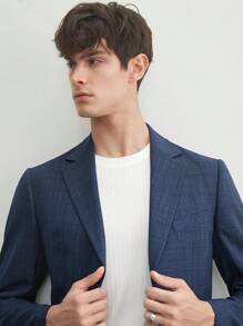 AKNOTIC Business Casual 易于打理的男士复古风格商务休闲梭织格子修身西装外套，适合夏季和秋冬穿着 - 彩色 - 查看 8