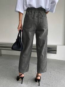DAZY Ladies' Solid Color Simple Daily Denim Knee Length Shorts,Back To School Clothes Women Jeans - Dark Grey - View 3