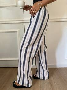 DAZY Striped Color-Blocked Ladies' Casual Straight-Legged Long Pants - Multicolor - View 2