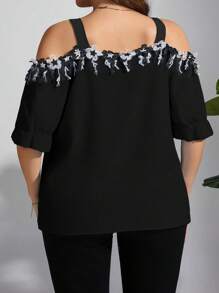 SHEIN Clasi Plus Size Open Shoulder Floral Printed Casual Summer Shirt