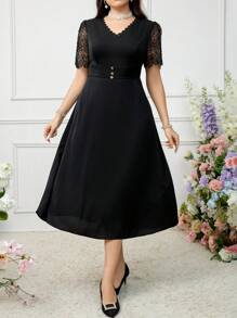 Modelyn Women's Plus Size Plain Simple Arabian Daily Clothing - Black - View 2