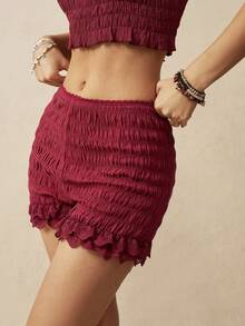 Bohemela Quần short ngắn có viền tương phản dành cho nữ trong kỳ nghỉ hè - Màu Hồng Tươi - Xem 5