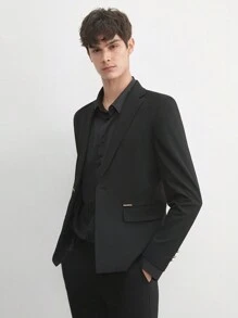 AKNOTIC Business Casual 易护理男士老式商务休闲梭织西装外套，适合春秋季节，适合工作场所，适合秋冬 - 黑色 - 查看 7