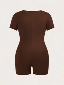 SHEIN EZwear 3pcs Casual Plus Size Square Neck Short Sleeve Jumpsuit Set For Women, Summer - Multicolor - View 10