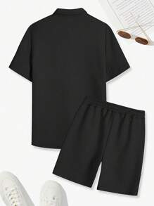 Manfinity RSRT Men's Fashionable Simple Casual Summer Shirt Set - Black - View 2