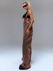 MUSERA Fashionable Washed & Distressed Wide-Leg Denim Overalls Spring 90's Cute Summer