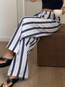 DAZY Striped Color-Blocked Ladies' Casual Straight-Legged Long Pants - Multicolor - View 3