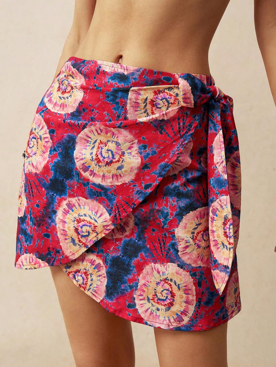 Bohemela Ladies' Fashionable Wrap Design Floral Patterned Vacation Skirt