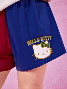 HELLO KITTY AND FRIENDS | SHEIN Plus Size Summer Cute Casual Sweet Cartoon English Print Colorblock Loose Tee & Shorts Set - Multicolor - View 8