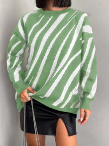 SHEIN Cottnline Crew-krage Nedhasade aclar Tröjor - Mint Grön - Visa 4