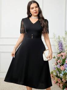 Modelyn Women's Plus Size Plain Simple Arabian Daily Clothing - Black - View 1
