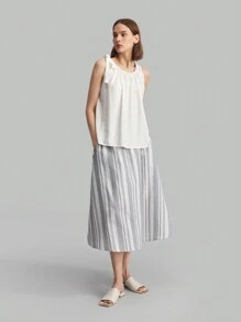 Ontre Váy Cotton Sọc Cotton Đơn Giản Hàng Ngày Mùa Hè Cho Nữ - Nhiều màu - Xem 1