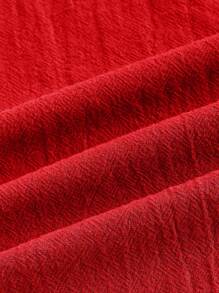 SHEIN EZwear 女士纯色简约风格日常编织吊带连衣裙 - 紅色 - 查看 5