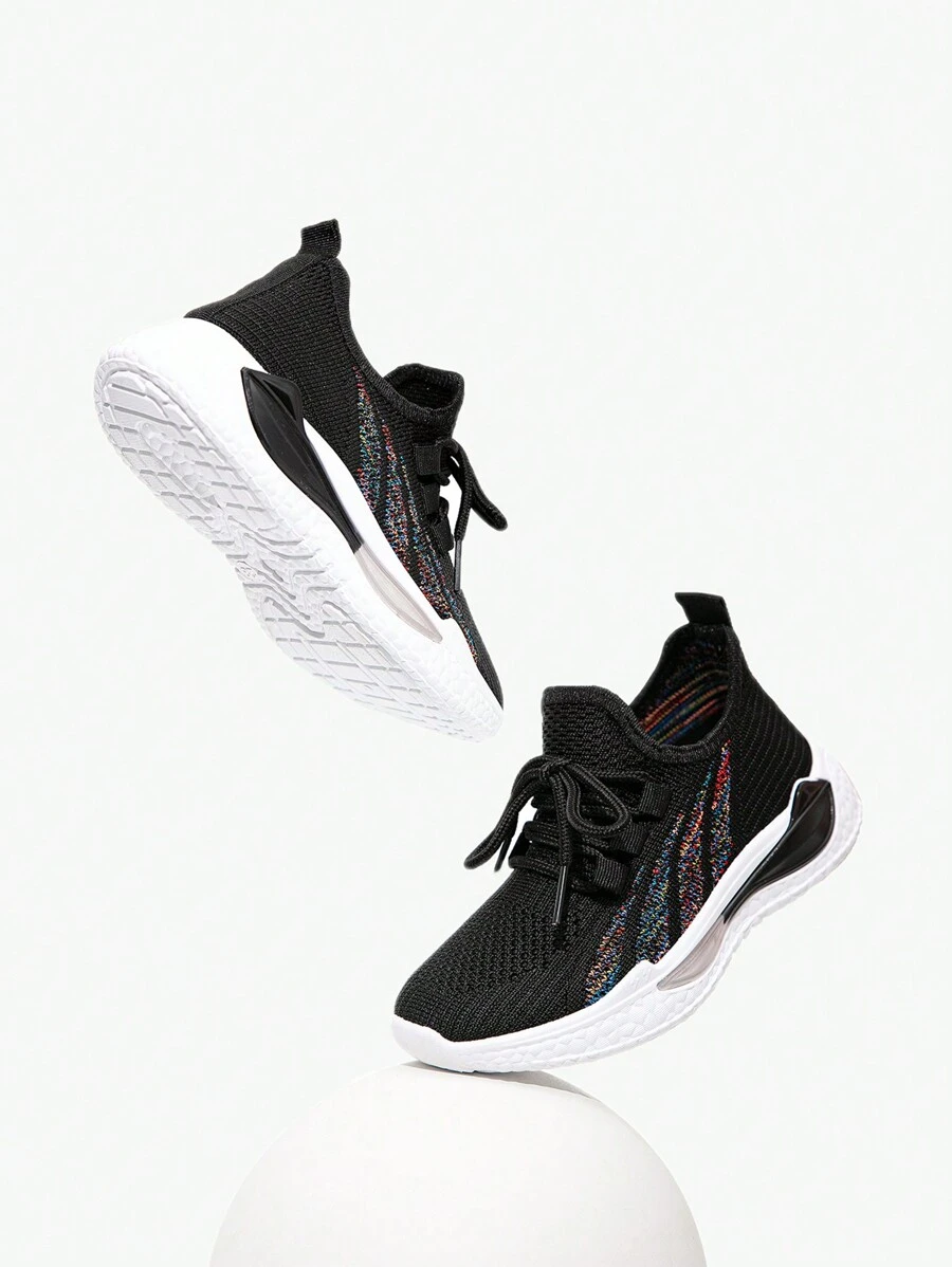 JNSQ Einfarbige, Lässige Und Modische Sportschuhe Für Kinder Zum Schnüren - Schwarz - Übersicht 1